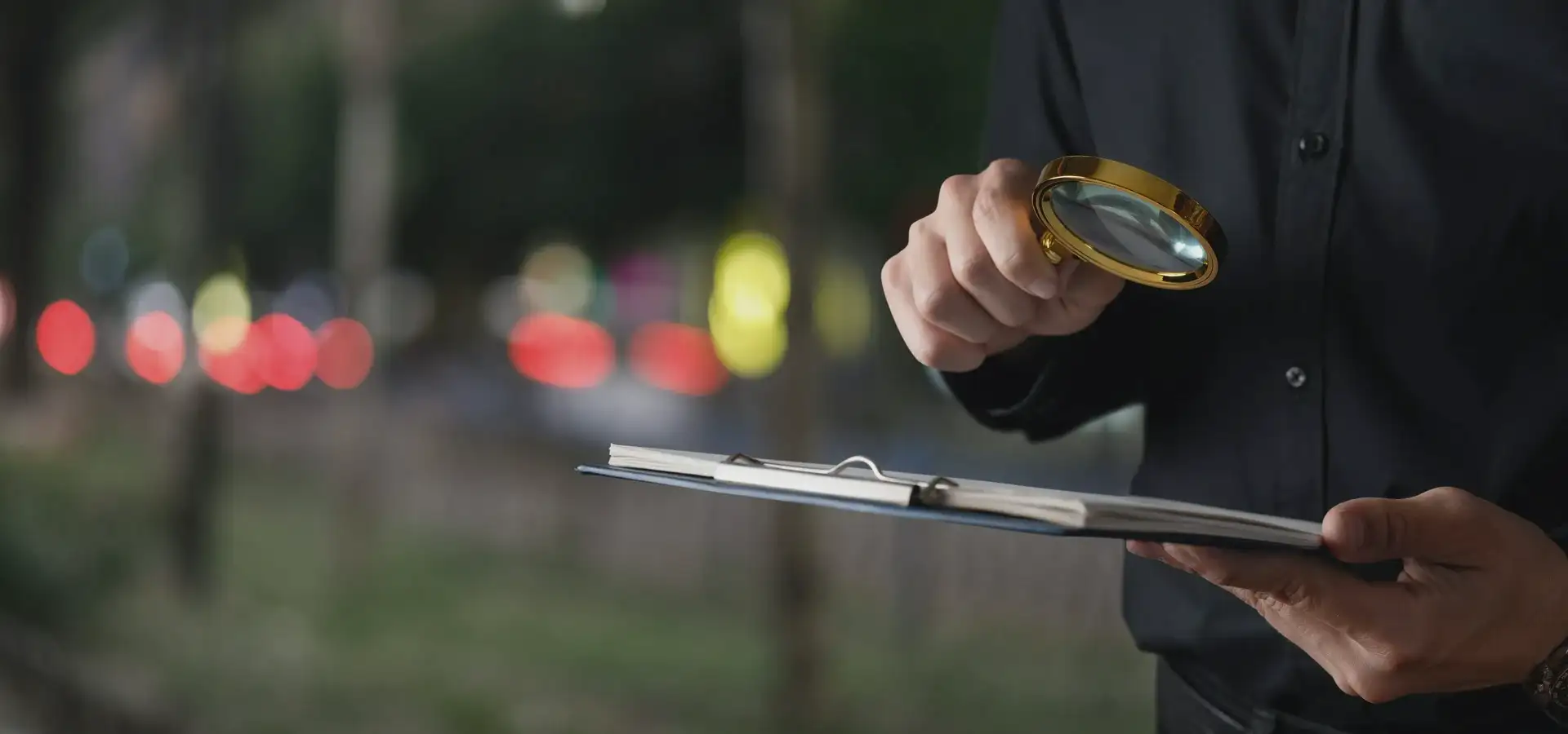 czytanie notesu za pomocą lupy